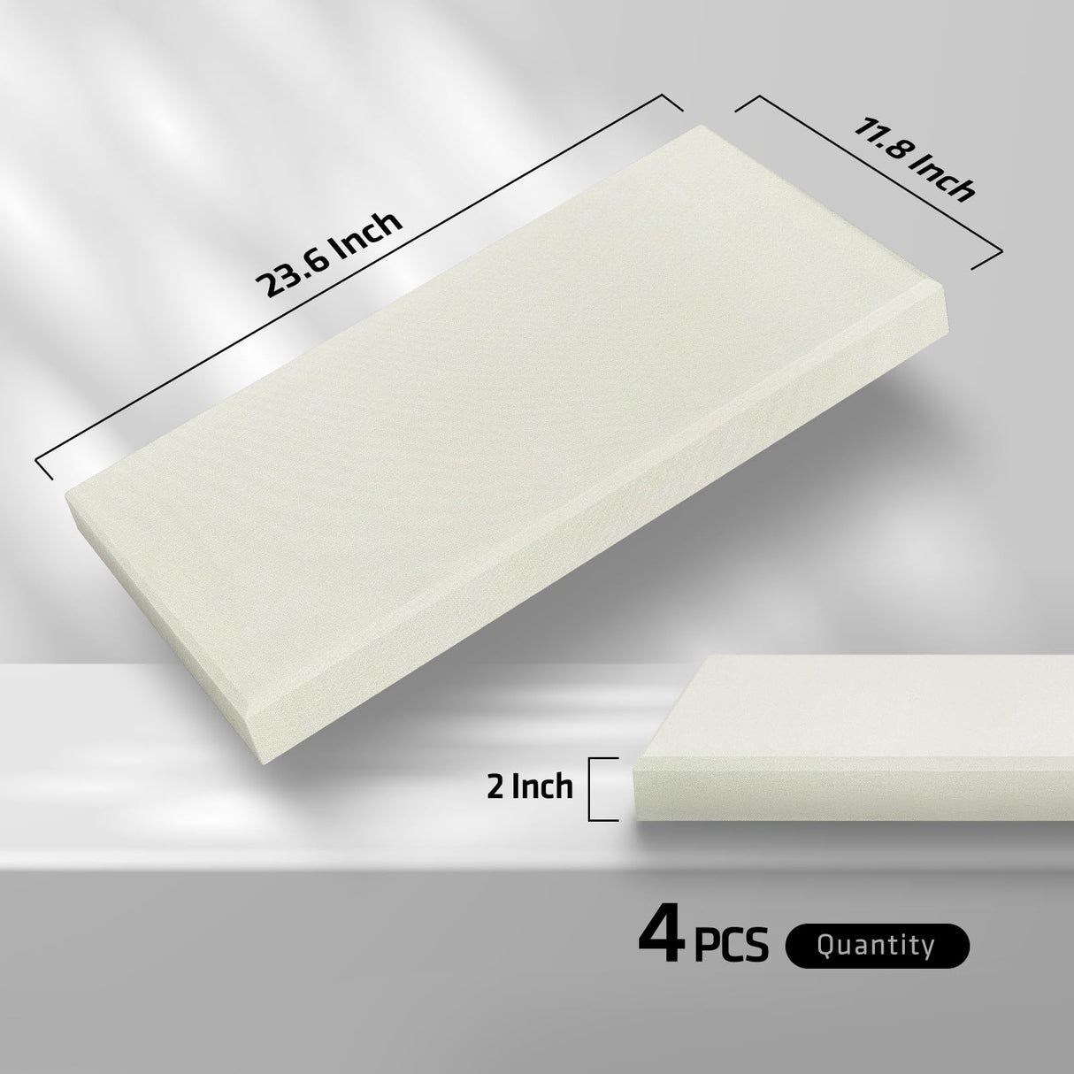 UMIACOUSTICS 4 PCS Acoustic Wall Panels, 2“ Thick 23.6" x 11.8" Fiberglass Recording Studio Acoustical Treatments Panels, Self-adhesive Sound Absorbing Panels for Studios, Office, Home Theater. Beige UMIACOUSTICS