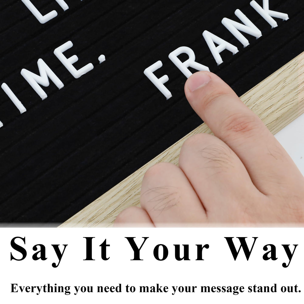 C CRYSTAL LEMON Letter Board, 336 Letters Numbers & Symbols, Felt Letter Board, 10x10 inches, Changeable Wooden Message Board Sign, Wood Frame, Wall Mount, with Display Stand (Black) C CRYSTAL LEMON