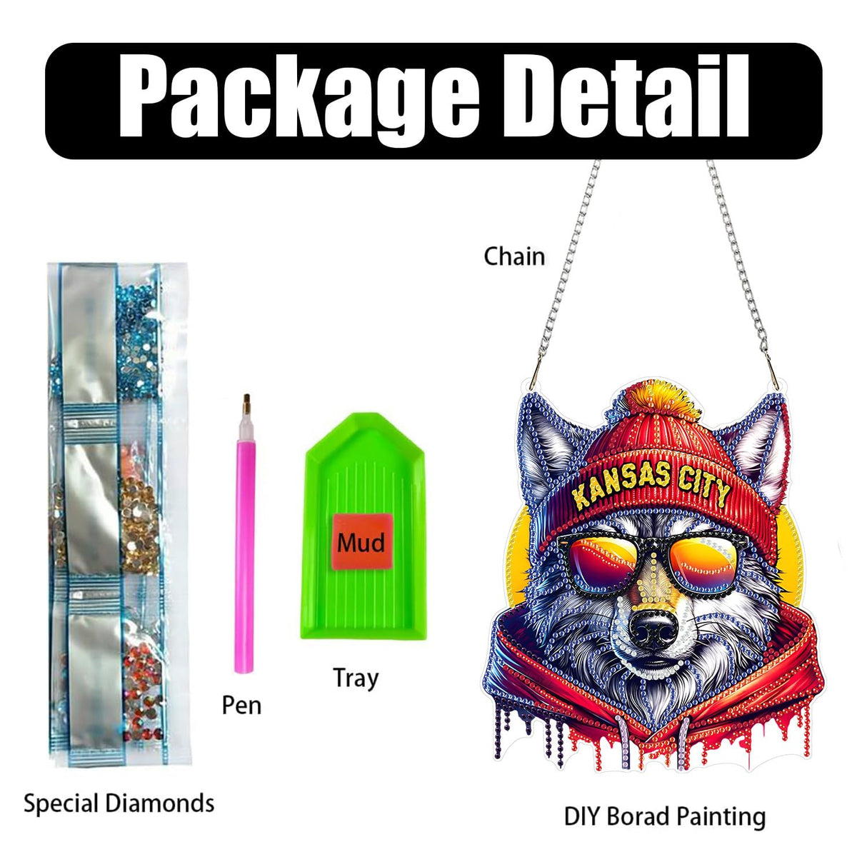 DIY Diamond Art Hanging Kit for Adult,Football Style Acrylic Diamond Art Painting Window Pendants Home Garden Wall Hanging Kits Hanging Ornament,Single Sided(Kansas City Red) Weadatty