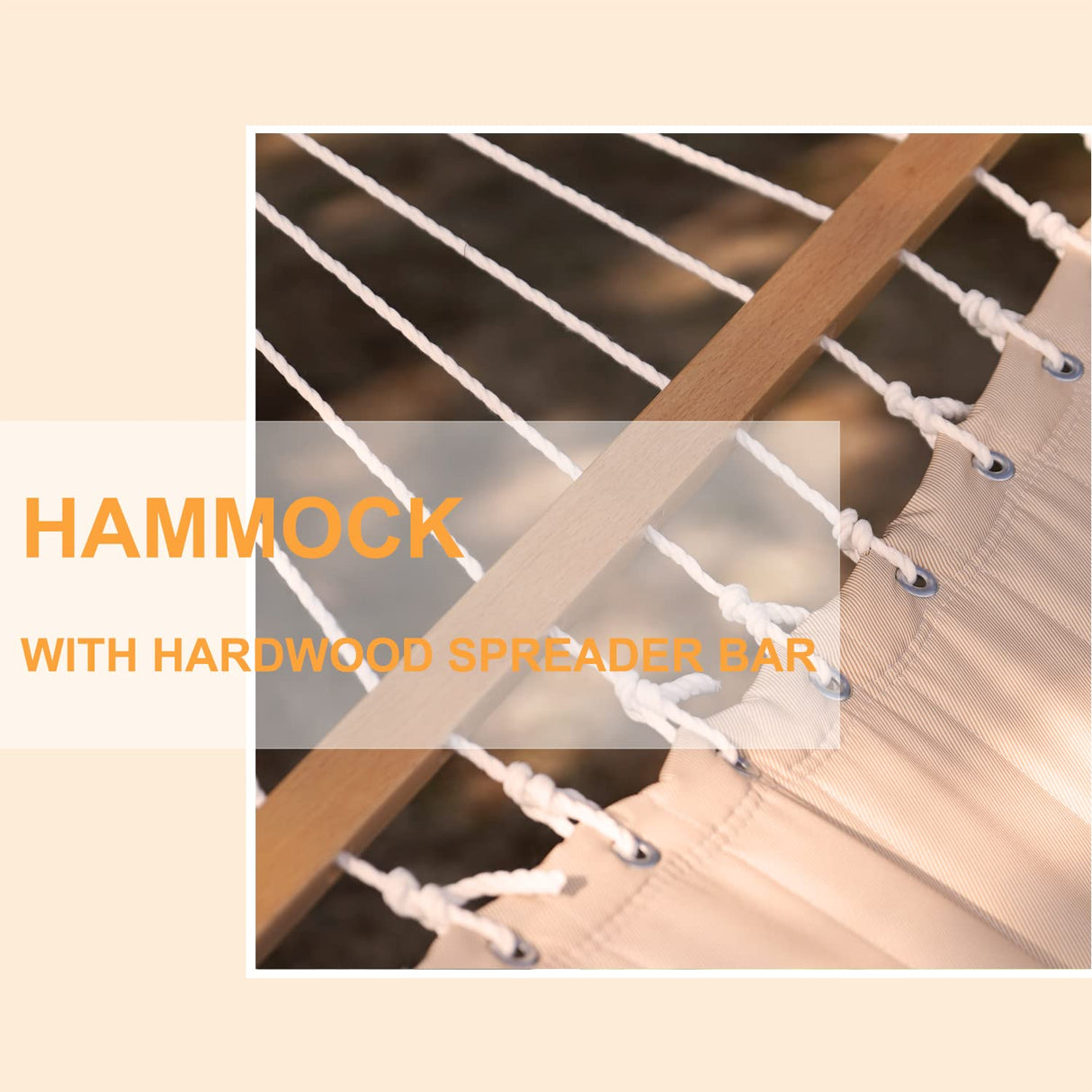 Lazy Daze Hammocks 12FT Quilted Fabric Double Hammock with Pillow, 2 Person Hammock with Spreader Bar for Outdoor Outside Patio Garden Yard Pool Beach (Linen) Lazy Daze Hammocks