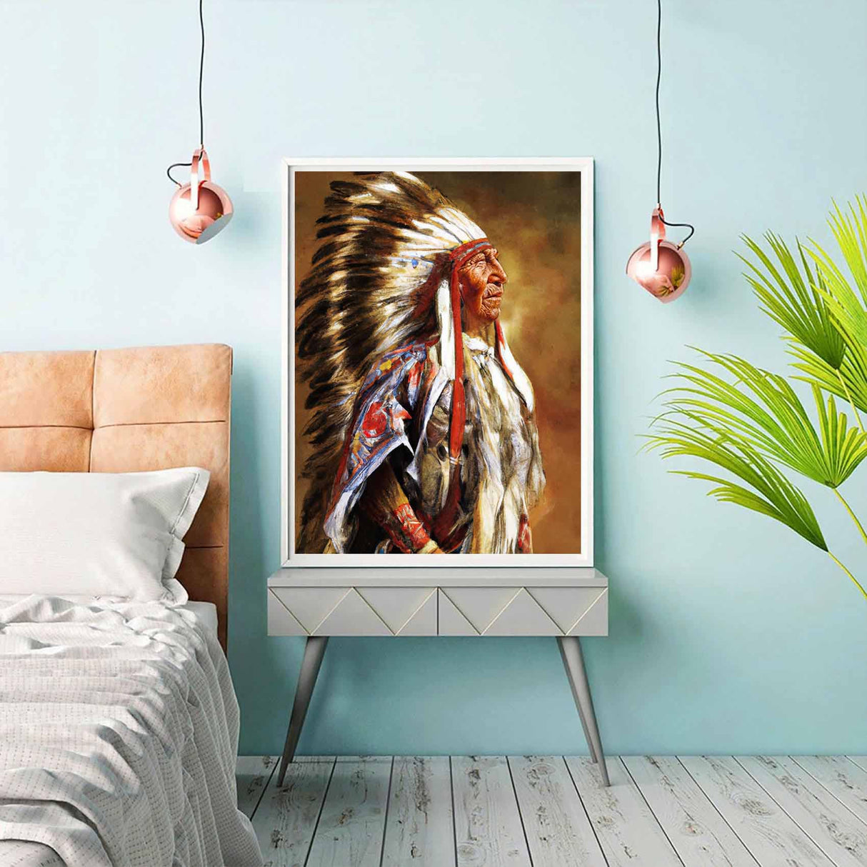 Reofrey DIY Diamond Art Painting Kits for Adults Indians, Diamond Art Woman Full Drill Round Rhinestone Cross Stitch Embroidery Canvas for Crafts Decor (30x40 cm/ 12x16 inch) Reofrey