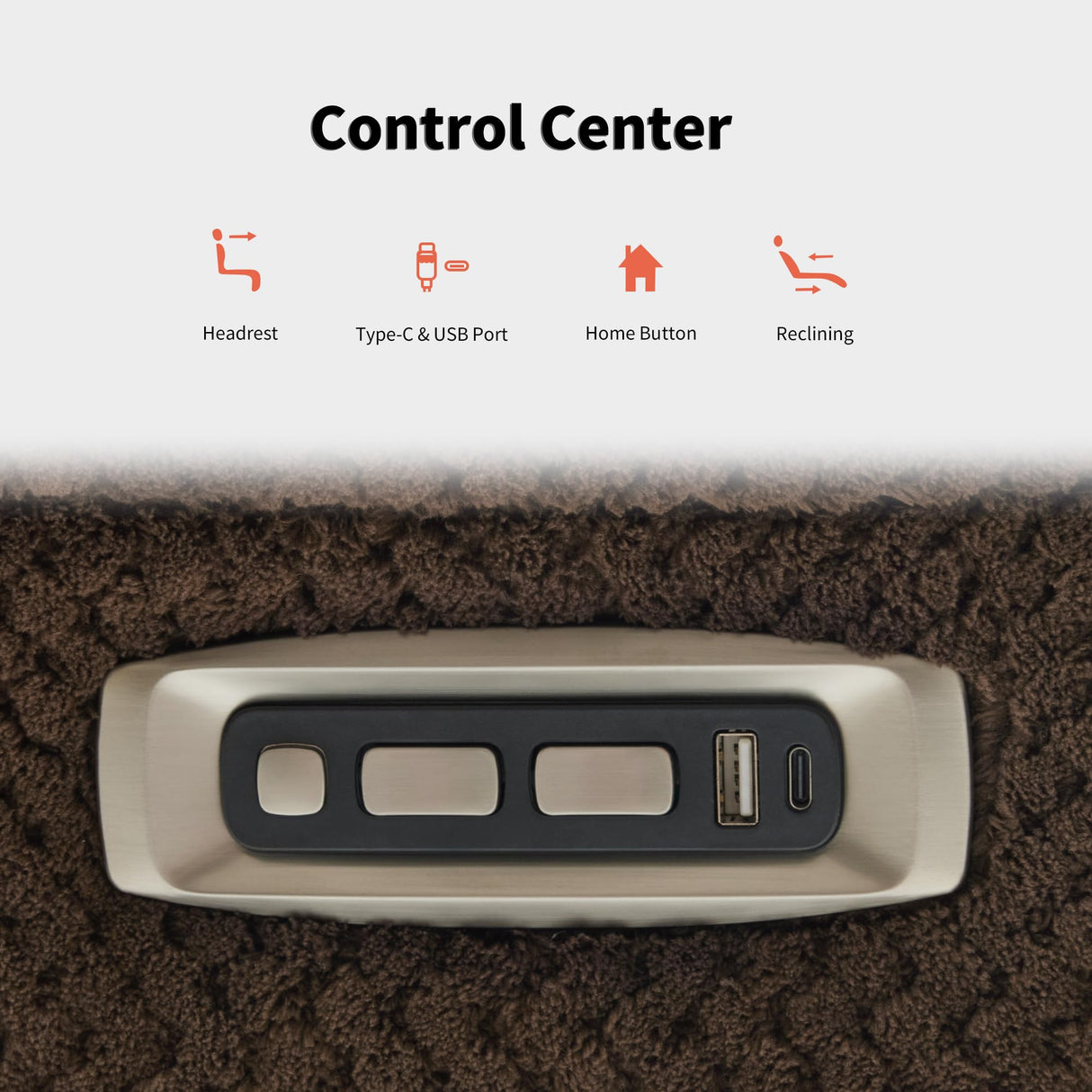 MCombo 64.6" Oversize Power Reclining Loveseat Sofa with Adjustable Headrest, Heat and Vibration, Fabric Electric Loveseat Recliner with USB Charge Ports for Living Room 6855 (Brown) MCombo