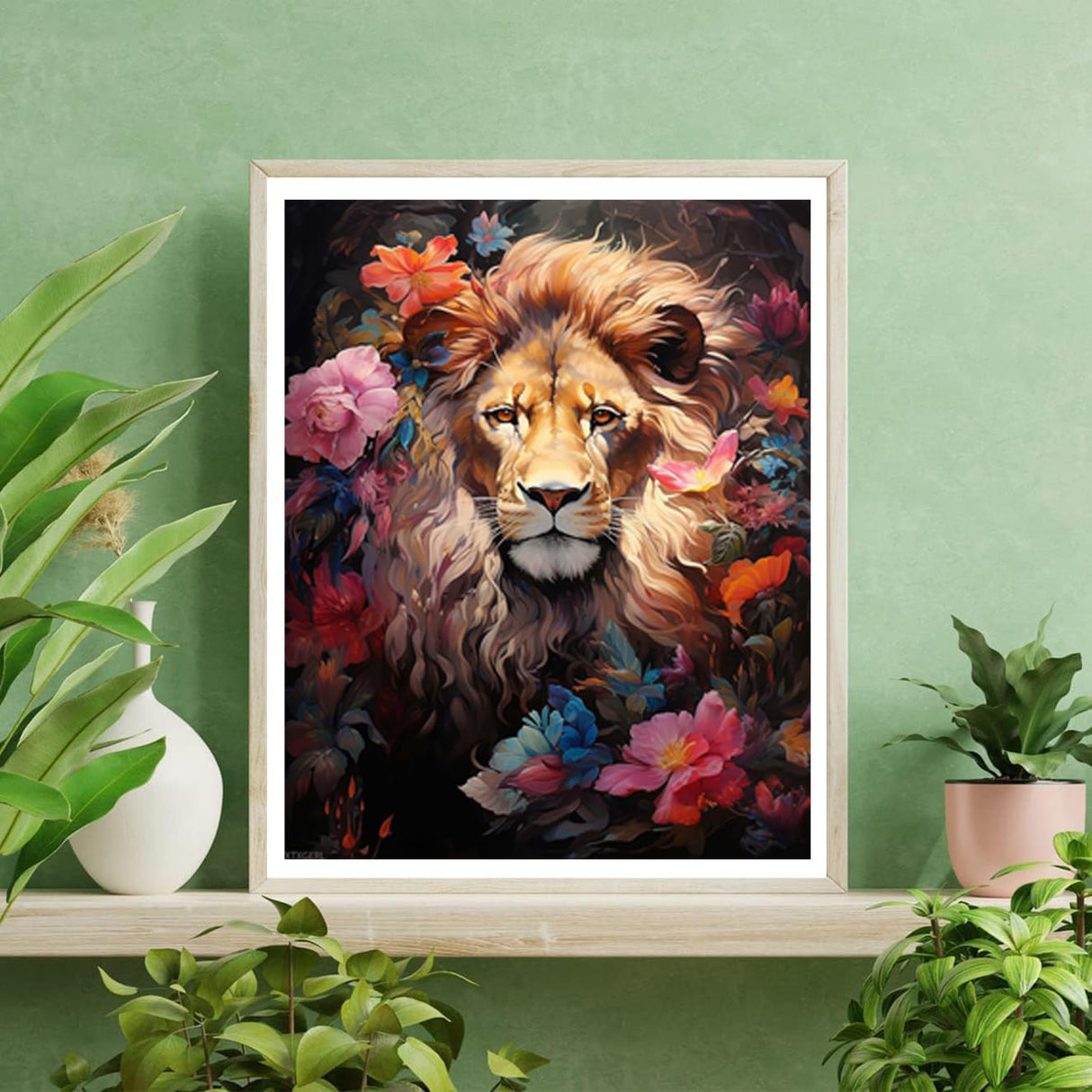 XTXGERL Paint by Numbers Lion for Adults, Acrylic Oil Painting by Numbers Kits for Beginner with Paintbrushes Brushes Paintwork Art Canvas for Home Decor 16x20 inch / 40x50 cm XTXGERL