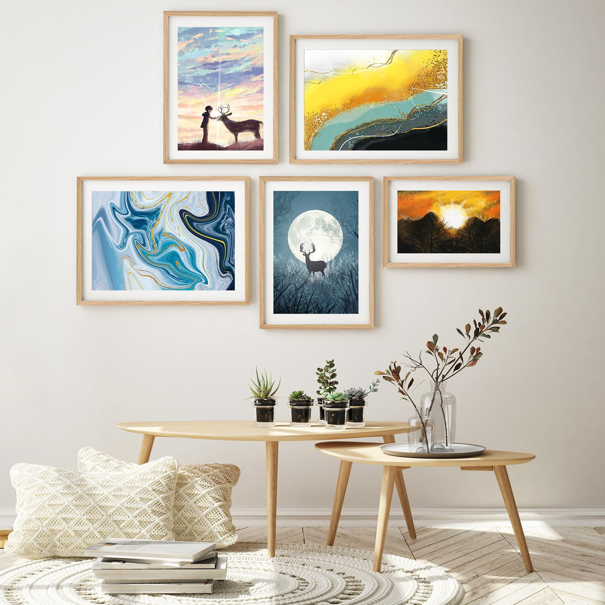 puthiac 11x14 Oak Wood Picture Frame - Minimalist 11x14 Frame Wood for Wall Art Decor, 11"x14" Natural Solid Wood Poster Frames for Wall Art Photo and Prints(3 Pack, Beige) puthiac