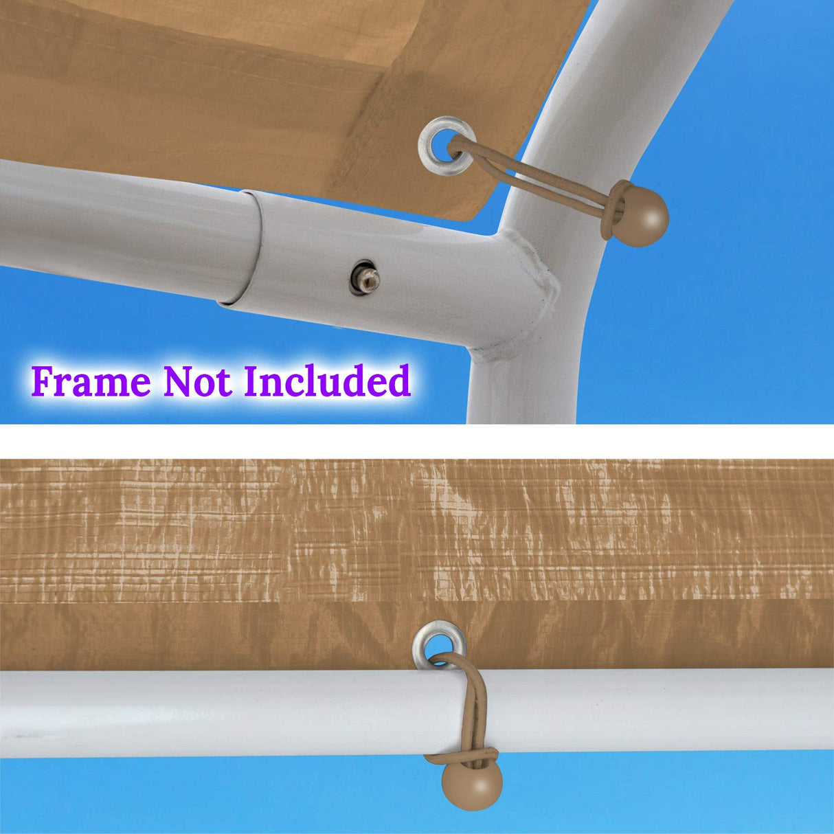 BenefitUSA 10'X20' Carport Canopy Replacement Carport Top Cover for Garage Shelter, w/Ball Bungees, Cover ONLY (Tan) BenefitUSA