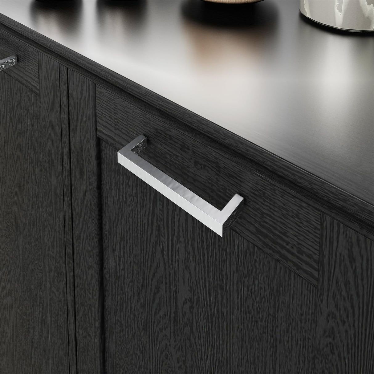 UpWiew Tilt Out Trash Cabinet Wooden, Double Door 2x10 Gallons, Black Finish UpWiew