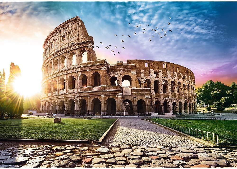 Trefl Sun-Drenched Colosseum 1000 Piece Jigsaw Puzzle Red 27"x19" Print, DIY Puzzle, Creative Fun, Classic Puzzle for Adults and Children from 12 Years Old Trefl