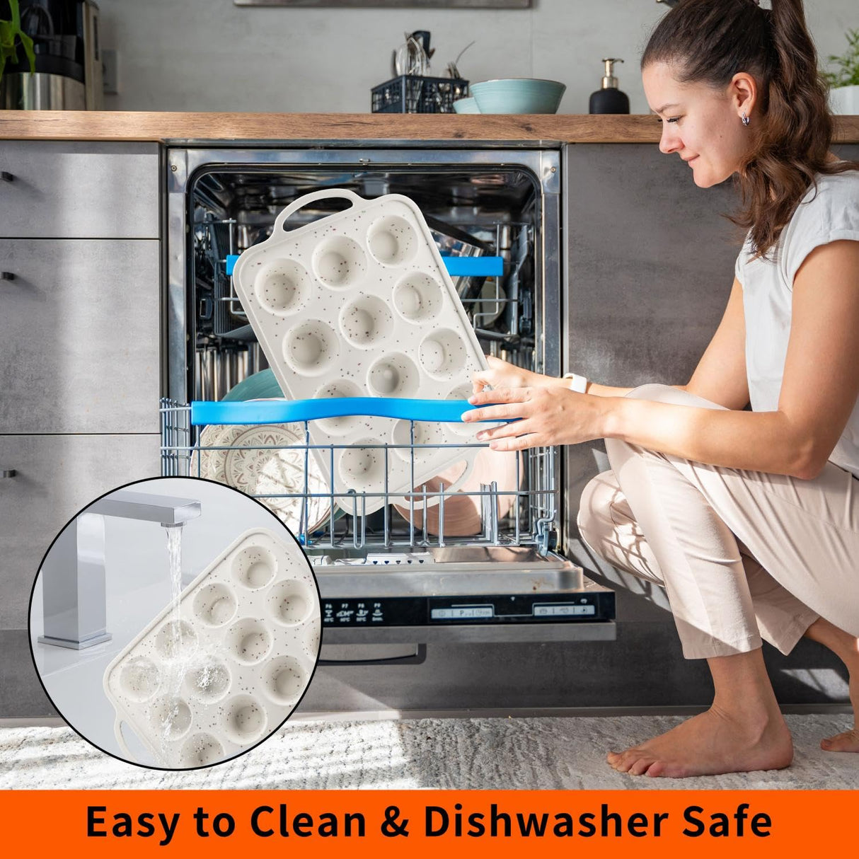 2Pack Silicone Muffin Pan For Baking With Metal Reinforced Frame, 12 Cup Nonstick Cupcake Pan, BPA Free Silicone Mini Muffin Pan, Cupcake Baking Pan Molds for Oven With Silicone Brush(Small Size) POSOSTO