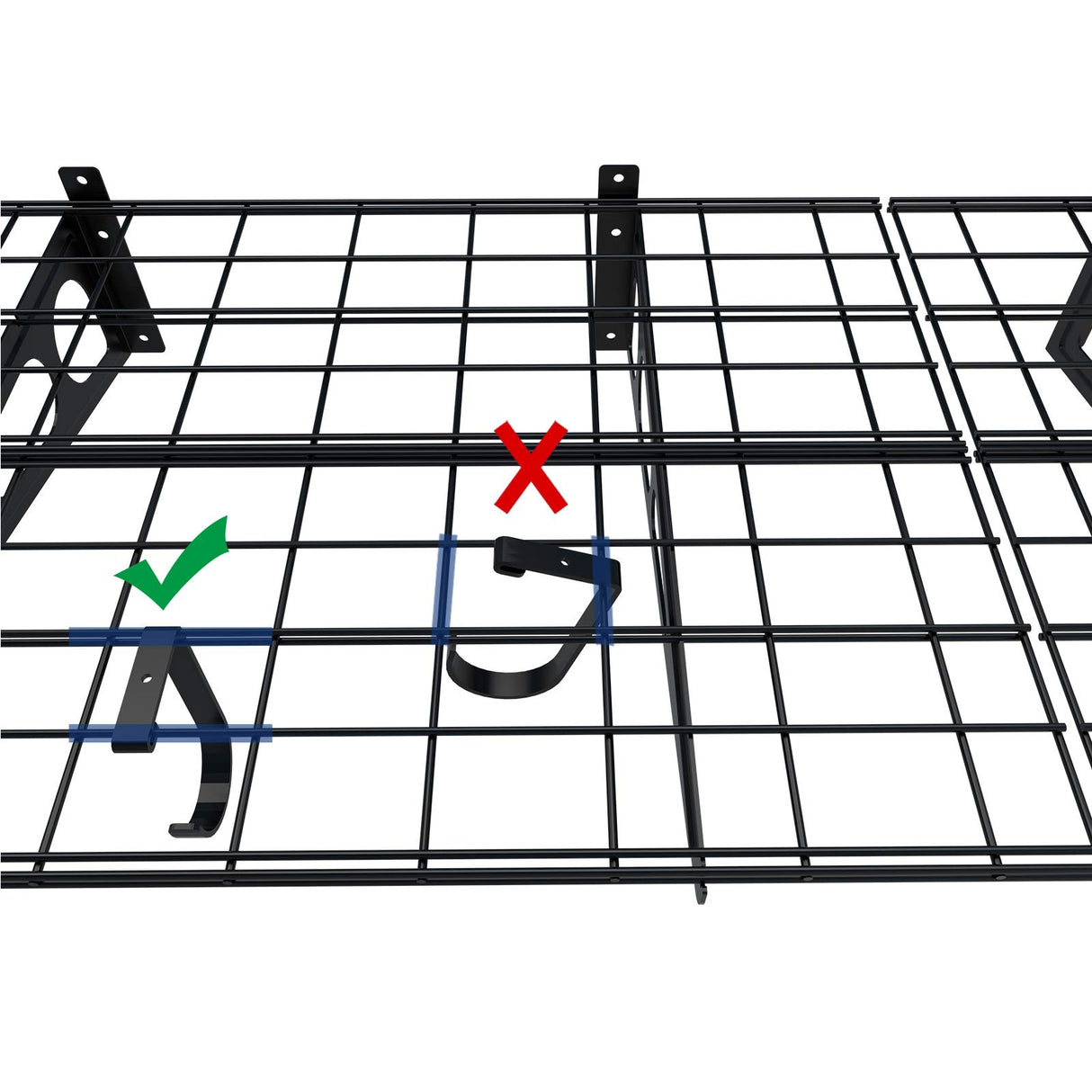 FLEXIMOUNTS 2-Pack 2x6ft Garage Shelving with Hooks 24-inch-by-72-inch Wall Shelf Garage Storage Racks Floating Shelves, Black FLEXIMOUNTS