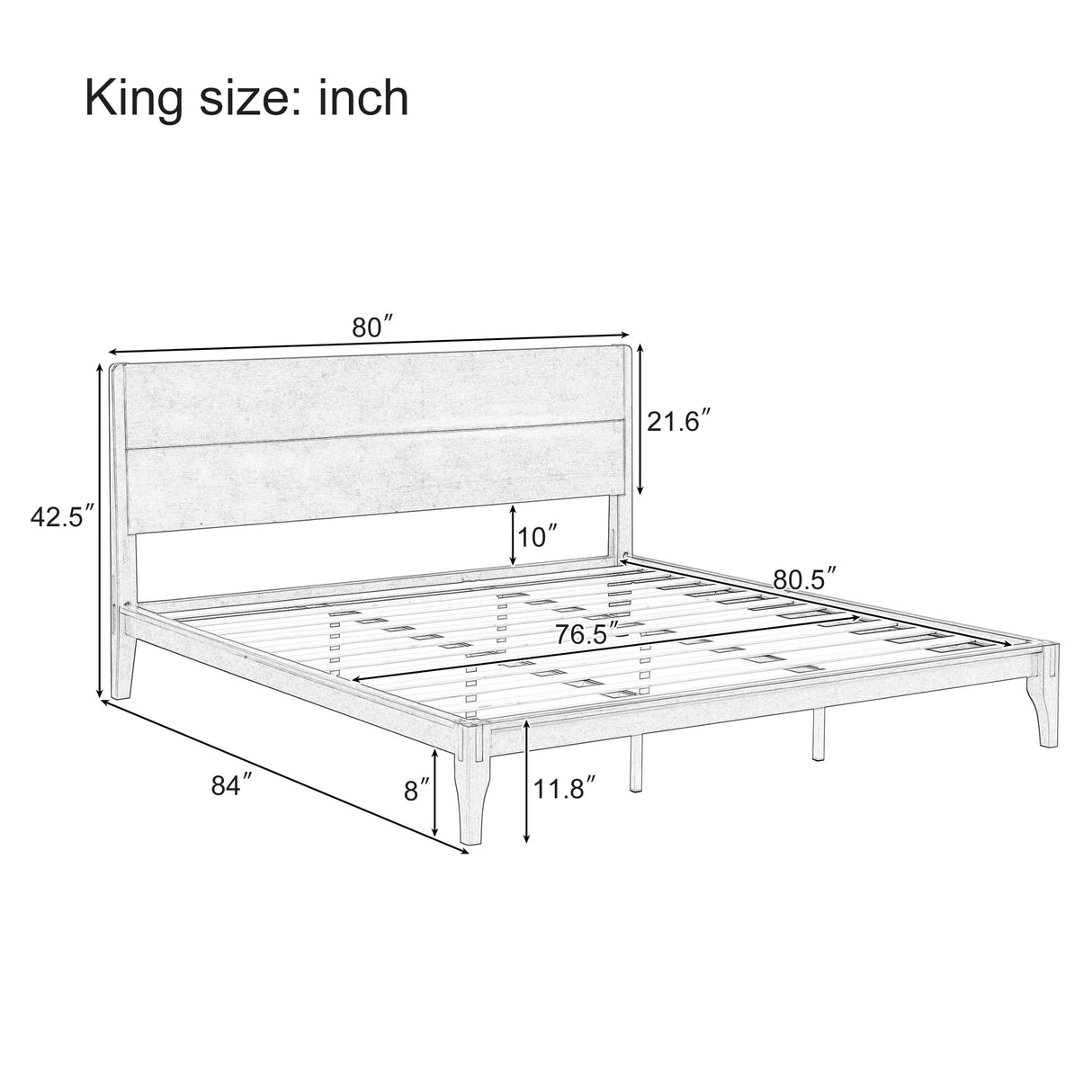 Merax King Size Bamboo Platform Bed, Mid-Century Modern Bed Frame with Tall Headboard, Wood Slat Support, No Box Spring Needed, Easy Assembly, Brown Merax
