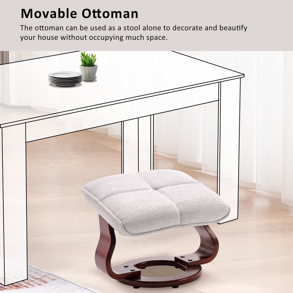 MCombo Swivel Recliner with Ottoman, TV Chair Sets with Vibration Massage, Ideal for Small Space, Living Room & Bedroom 4188 (Beige) MCombo