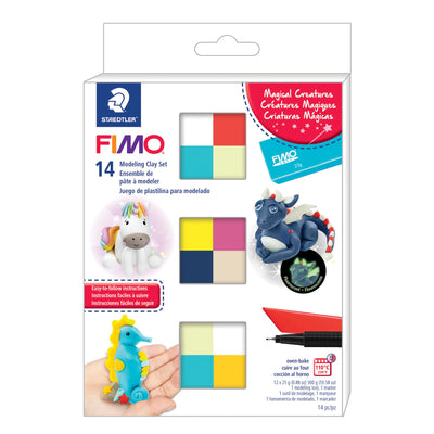 Staedtler FIMO Soft Polymer Clay - Oven Bake Clay for Jewelry, Sculpting, Crafting, 12 Assorted Colors, Magical Creatures Colors, 8023 C14-M