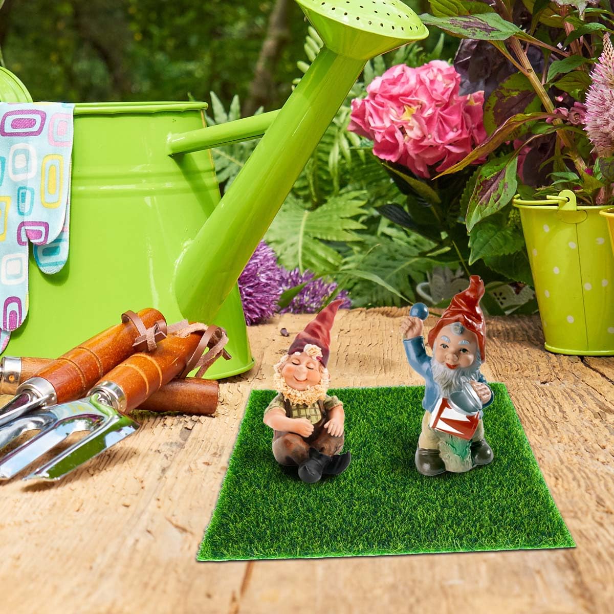 KISEER 6 Pack Fairy Garden Grass 6 x 6 Inches Miniature Artificial Craft Grass for Dollhouse Ornament DIY Decoration KISEER