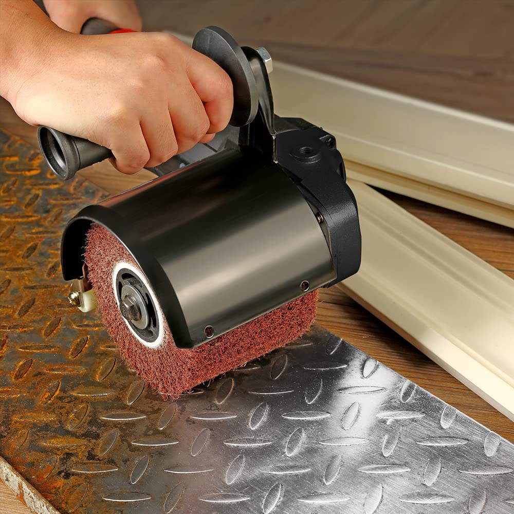 Burnishing Polishing Machine, ZFE Sander Polisher Kit, 1100W 380-1700r/min Handheld Electric Stainless Steel Polisher, 6 Speed Adjustable Wire Drawing Machine, for Wood Metal Stainless Steel ZFE