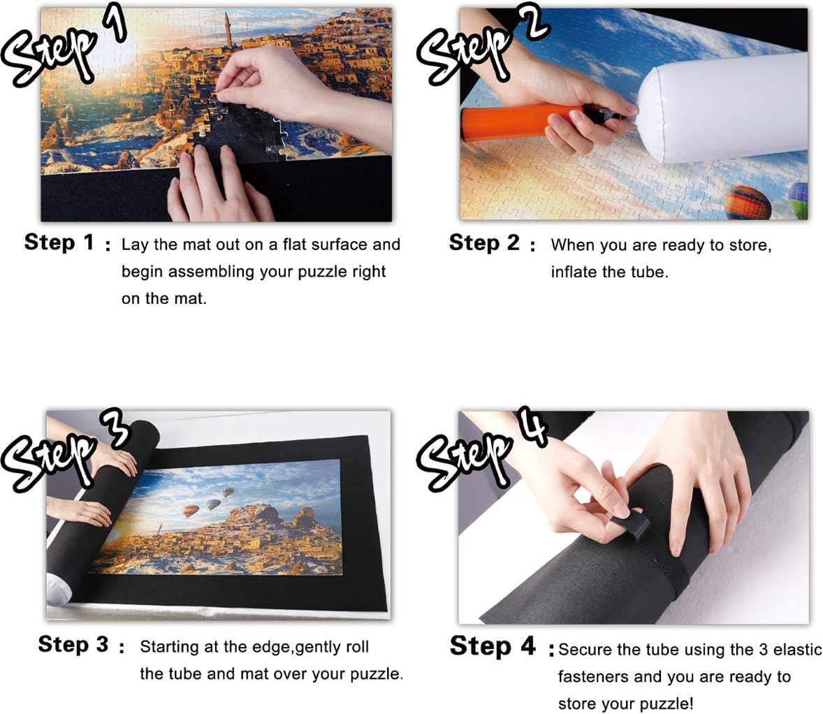 Black Jigsaw Puzzle Mat Roll Up - 3000 Pieces Large Puzzles Saver Board for Adults Kids, Storage and Transport Keeper Saver Accessories Table Portable Holder Organizer Board Pad Gift(Black Genovega