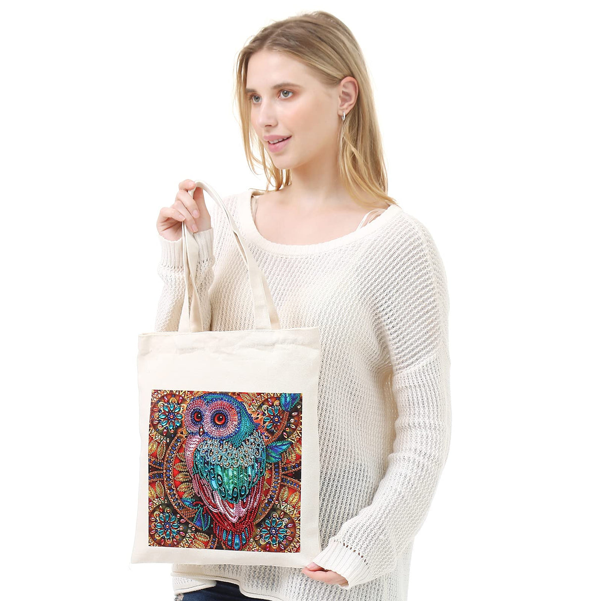 JGA JOGGING ARM 5D Diamond Painting Shopping Canvas Tote Bag Art DIY Painting Pen Handmade Handbags Owl Pattern for Women JGA JOGGING ARM