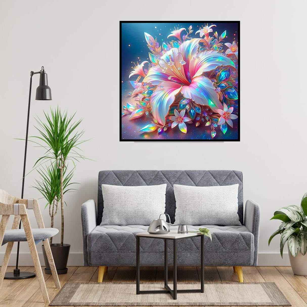 Ekuxom 5D Flowers Diamond Art Kits for Adults, Pink Flowers Diamond Painting Kits for Adults Beginners, DIY Full Drill Diamond Gem Art Kits for Gift Home Wall Decor 12x12inch Ekuxom