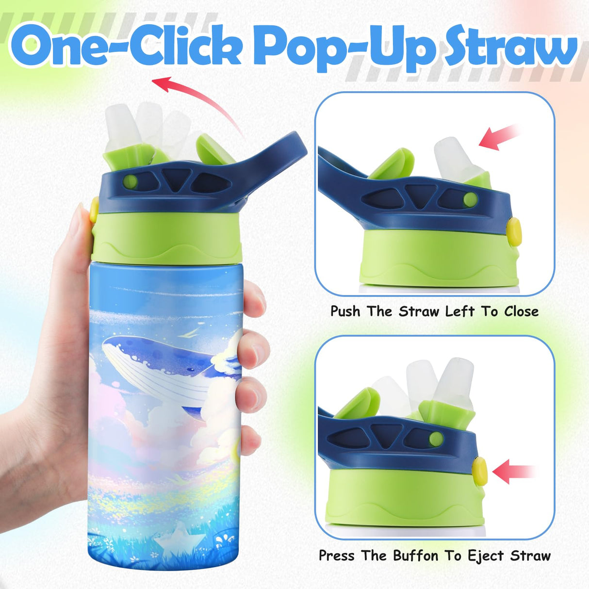 Guiqulai 12 oz Kids Sublimation Tumbler, 2 Pack Sublimation Sippy Cup Blank Stainless Steel Sublimation Blank Water Bottles, Double Wall Insulated Kids Tumbler for Travel,DIY Gift Guiqulai