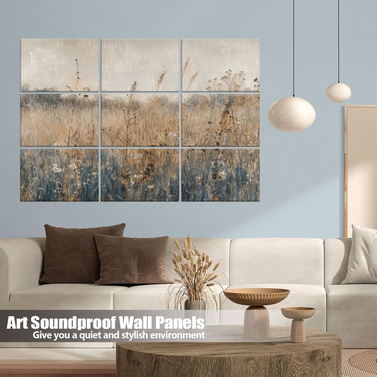 ENSEPST 9 Pack Wall Art Acoustic Panels,48" X 36"Sound Absorbing Panels, Decorative Sound Dampening Panels, Acoustic Treatment for Studio Home and Office (time) ENSEPST