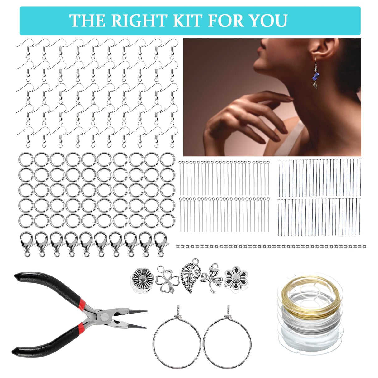RUOMOXI Y Jewelry Making Supplies Kit for Adults - 1200 Crystal Beads, Jewelry Pliers, Earring Hooks, Necklace Clasp, Beading Wire - DIY Bracelets/Earrings/Rings for Beginners & Professional RUOMOXI Y