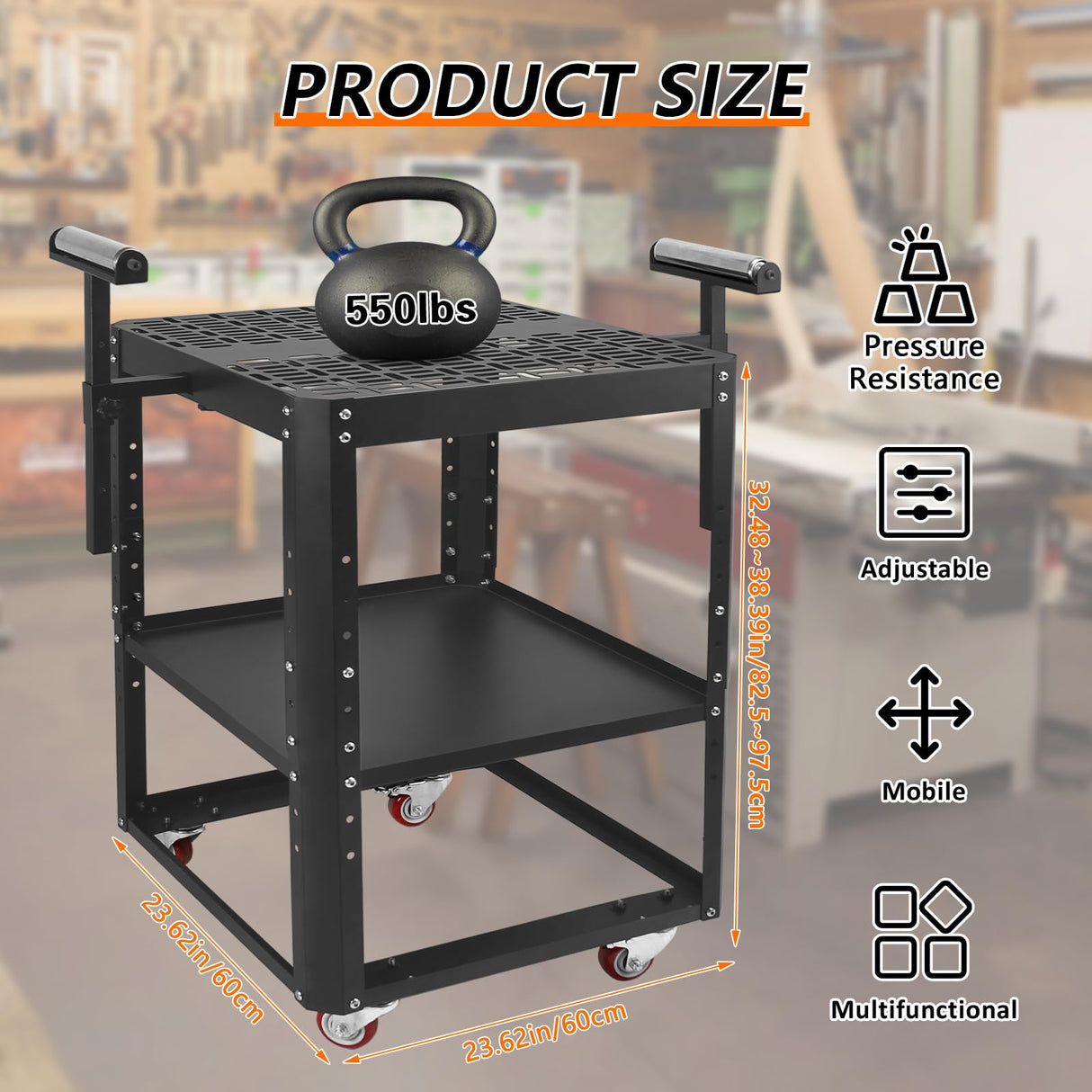 Planer Stand with Wheels,550 lbs Load Capacity Power Tool Stand,Height Adjustable Miter Saw Stand,Planer Table Stand with Extension Rollers, for Most Planers, Saws, Bench-top Machines, Power Tools SGOLAN