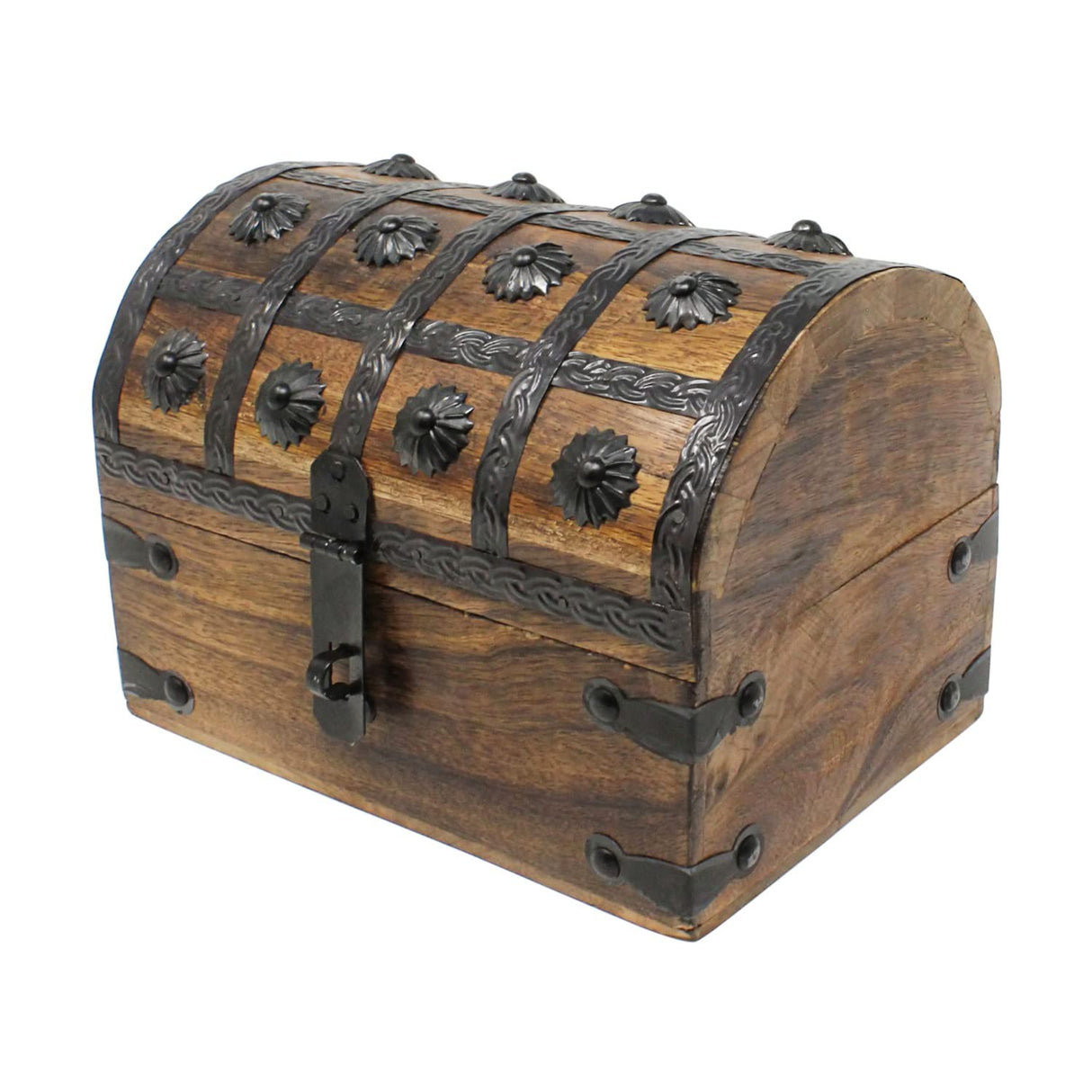 Nautical Cove Treasure Chest Keepsake and Decorative Wood Box - Storage Box Large (8x6x6) Nautical Cove
