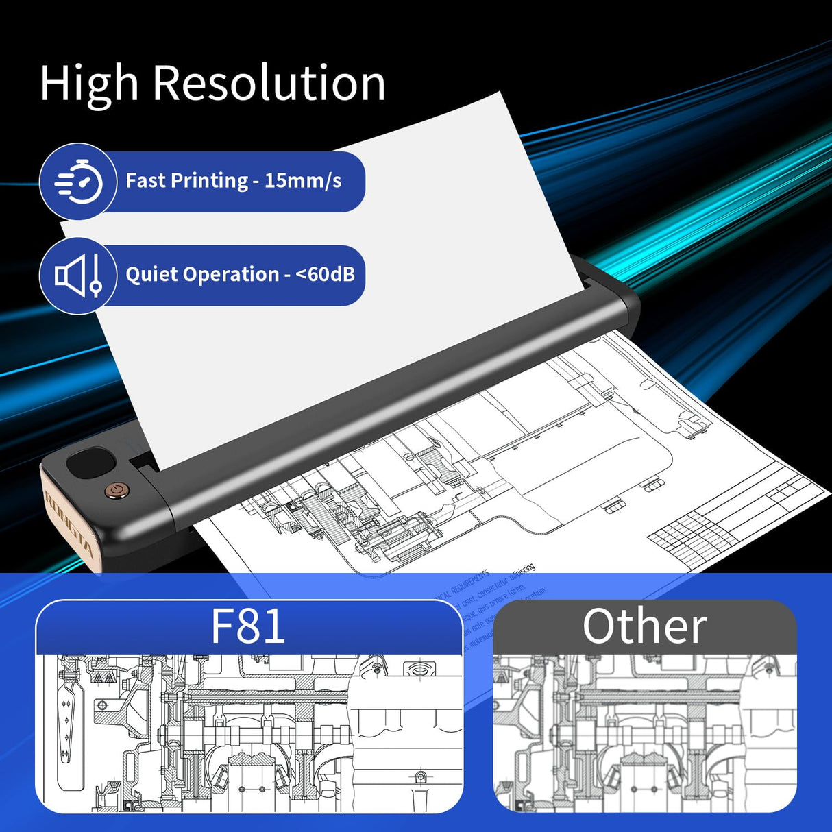 Portable Printer Wireless, Bluetooth & WiFi Printers for Home Use, Small Inkless Thermal Printer for Travel, Supports 8.5" x 11" US Letter&A4&A5 Size, Compatible with Android iOS Phone & Laptop Rongta