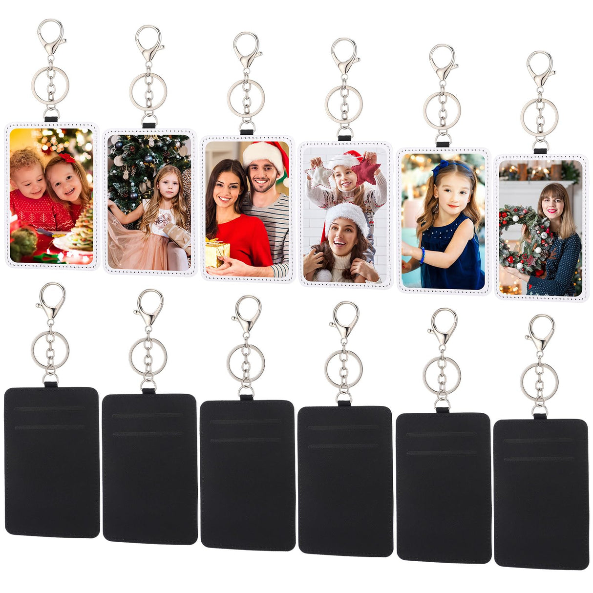 Eersida 12 Pcs Sublimation Work Card Holder Rectangle Portable Transportation Card Holder Leather Sublimation Badge Holders Printable Blank Card Carrier Case for Men Women Business Passport ID Card Eersida