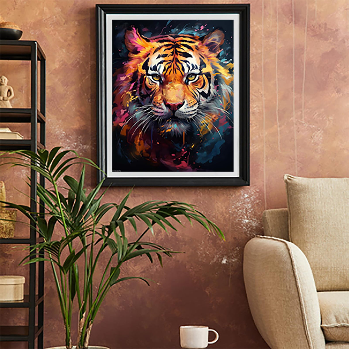 XTXGERL Paint by Numbers Tiger for Adults, Acrylic Oil Painting by Numbers Kits for Beginner with Paintbrushes Brushes Paintwork Art Canvas for Home Decor 16x20 inch / 40x50 cm XTXGERL