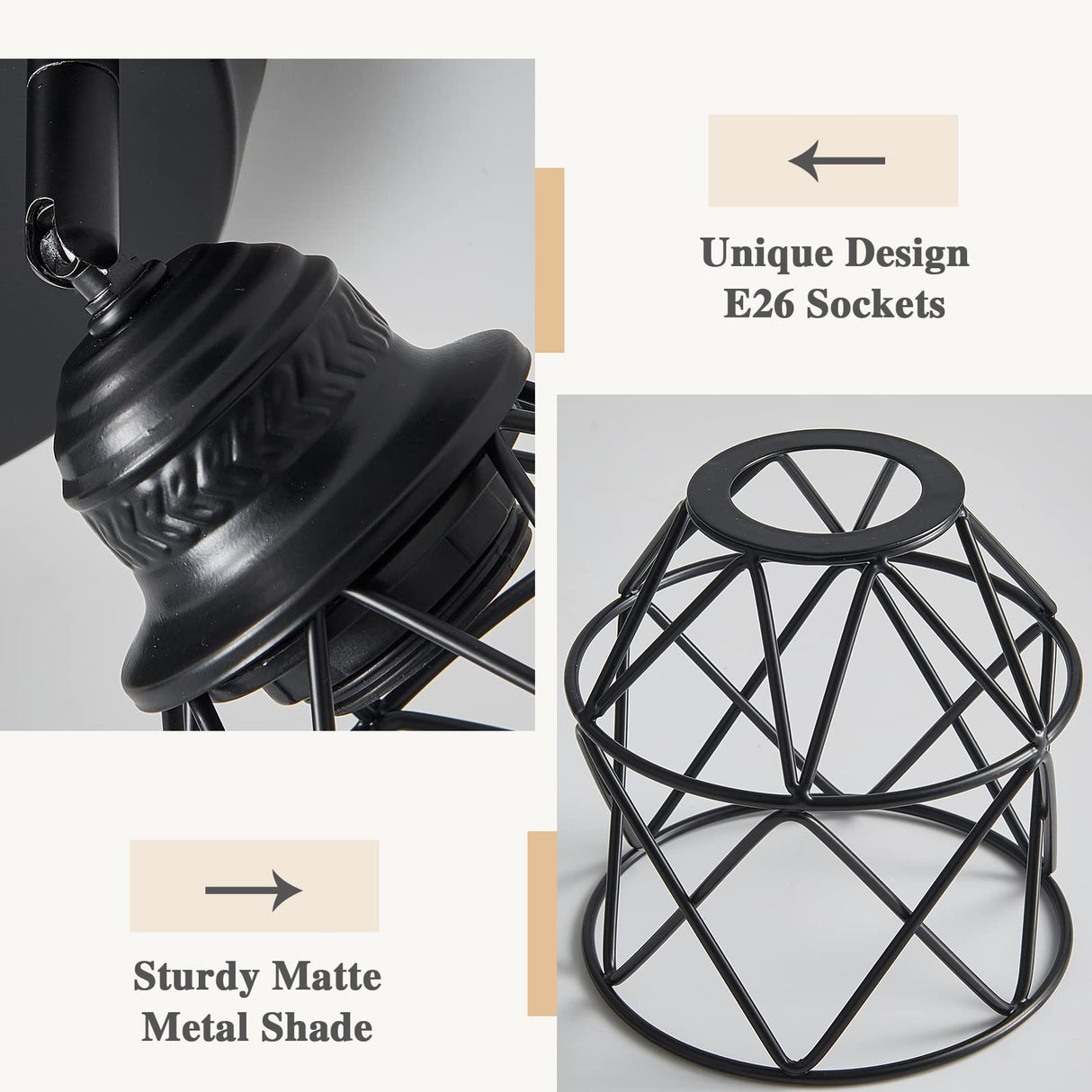 ABEAJAT Kitchen Light Fixtures, Adjustable Semi Flush Mount Ceiling Light with E26 Base, Multi-Directional Lamp for Kitchen, Hallway, Dining Room, Farmhouse, Entryway ABEAJAT