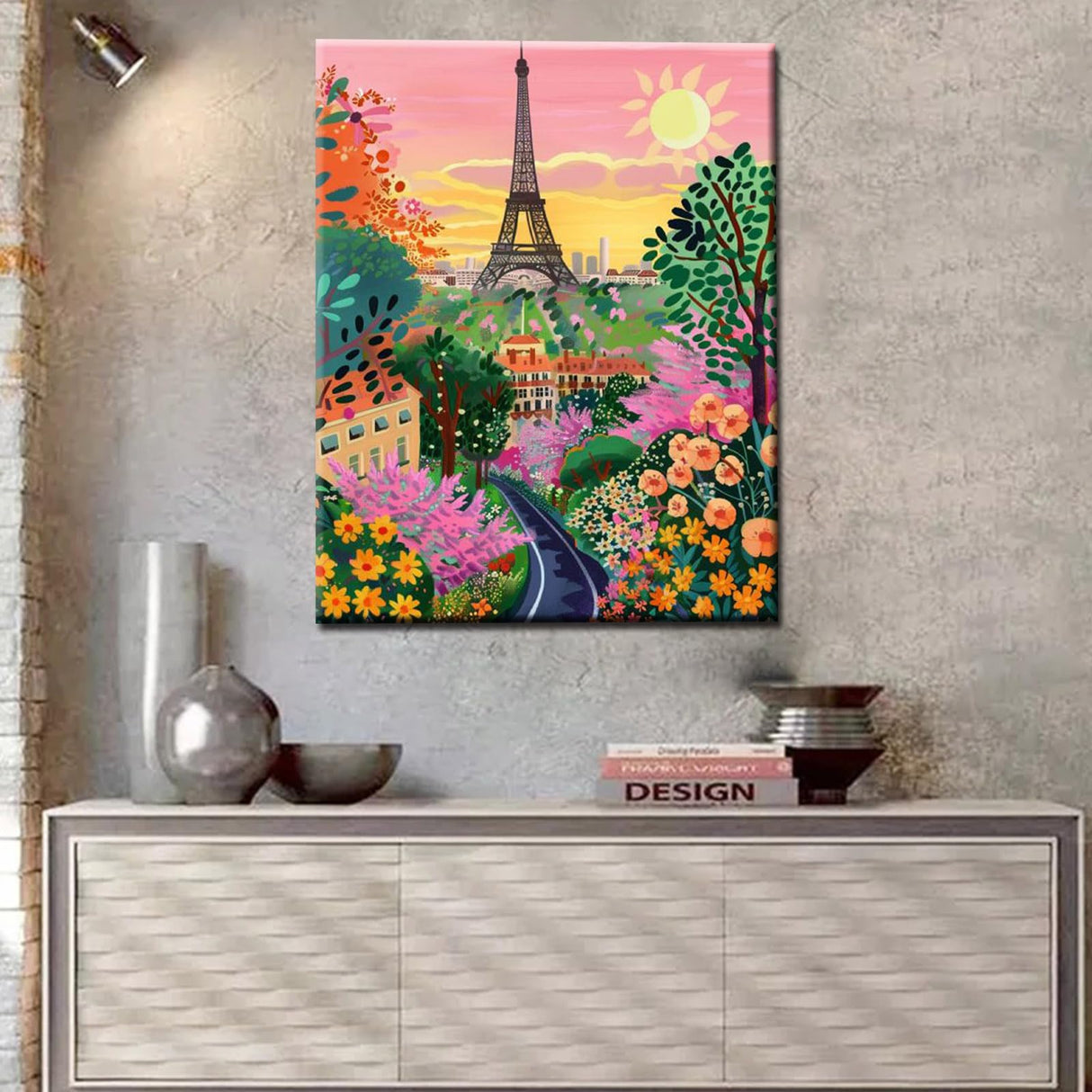 Paris Paint by Number Eiffel Tower Landscape City Scenery DIY Painting On Canvas with Brushes Acrylic Paints Perfect for Paint by Numbers for Adults and Students Beginner 16x20 Inch(without Frame) Tucocoo