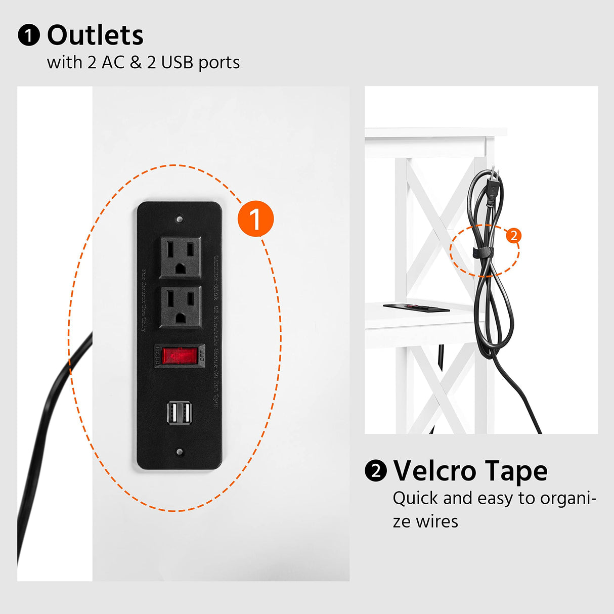 Yaheetech TV Stand with Power Outlet, Entertainment Center for TV up to 45 inch, 3-Tier Open Storage Shelf, Media Console Table for Living Room Bedroom, White Yaheetech