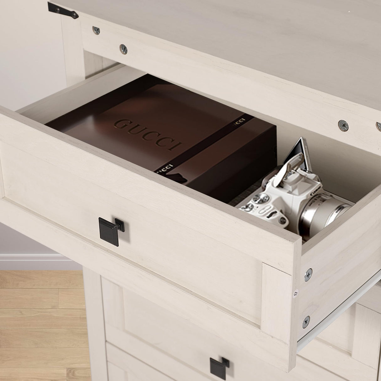 BTDWI Farmhouse Nightstand Set 2, Wood Side Table with Drawers and Storage Shelf, Square End Table for Bedroom, Light Beige Rustic Oak BTDWI