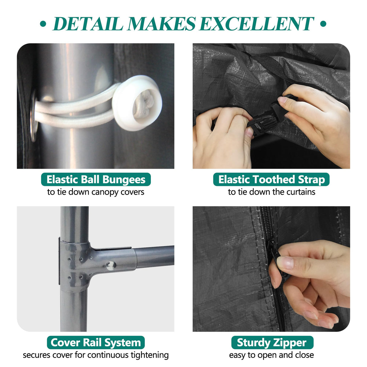 GARTOO 8' x 14' Outdoor Storage Shelter Shed- Heavy Duty Storage Tent with Roll-up Ventilated Windows, Portable Garage Zipper Storage shed for Bike, ATV, Motorcycle Shelter, Gray GARTOO