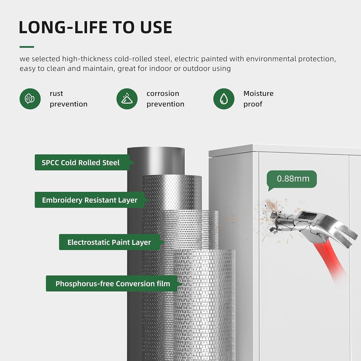 Greenvelly Metal Garage Storage Cabinet, 72” Lockable Storage Cabinet with 2 Doors and Adjustable Shelves, Steel Tool Cabinets, White Metal File Cabinet for Home Office, Garage (36" W x 18" D) Greenvelly