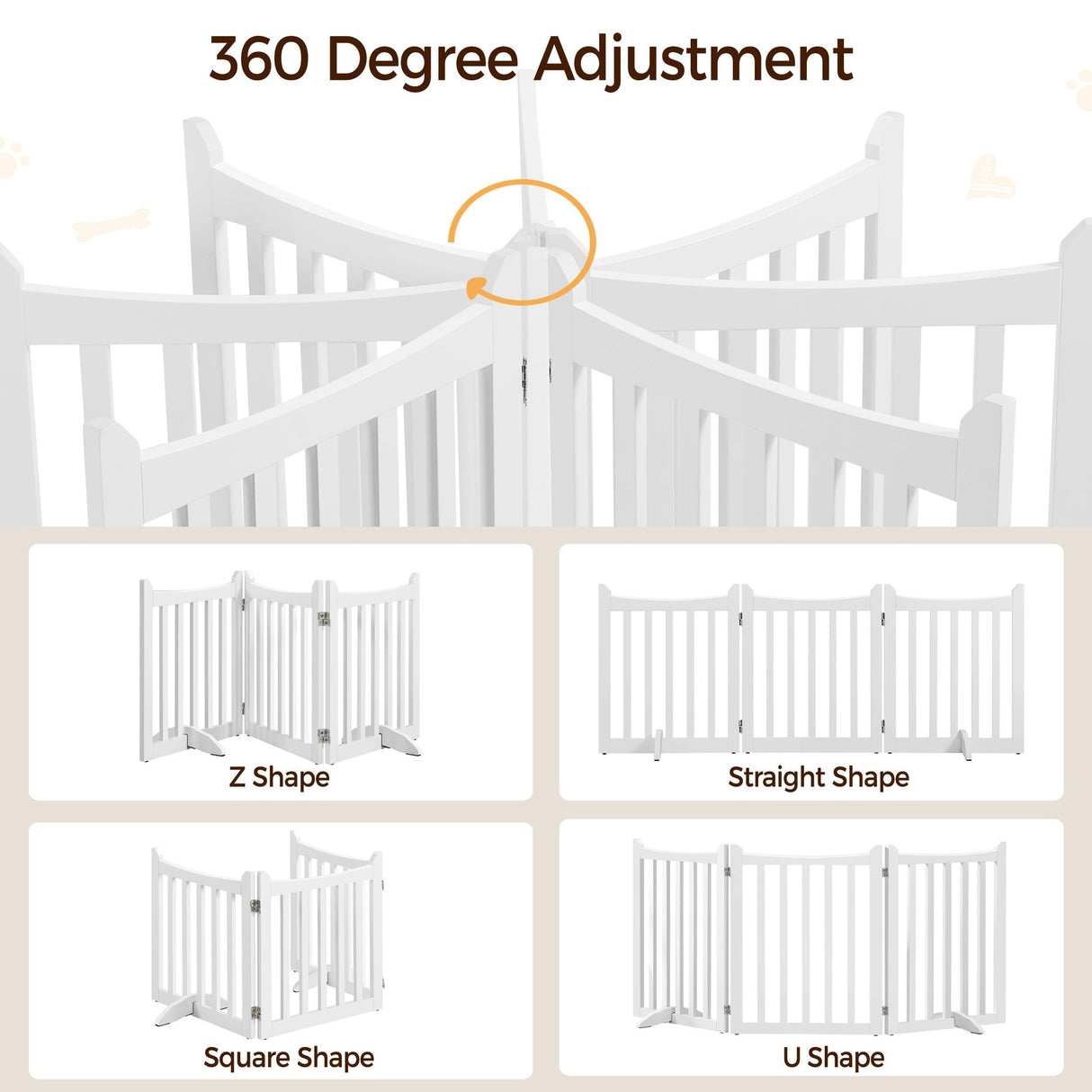 Yaheetech 24" H Freestanding Pet Gate for Dogs Wooden Dog Gates for Hallway, Doorway Collapsible Indoor Pet Fence with Support Feet Stair Barrier 3 Panels Fence White Yaheetech