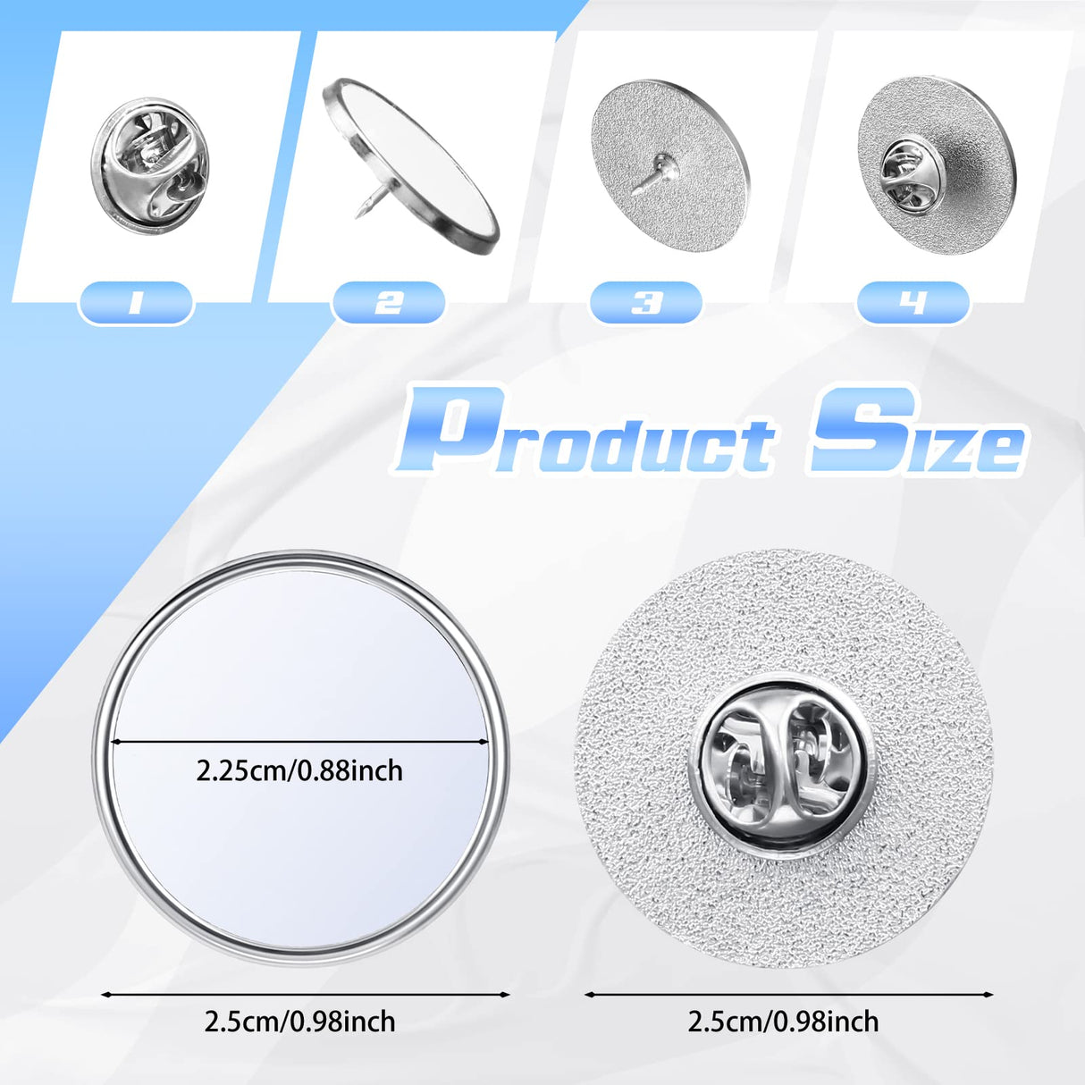 Zeyune 100 Pcs Sublimation Pins Buttons Bulk Round Sublimation Buttons Blanks with Pins DIY Button Badge Kit Sublimation Silver Blank Aluminum Sheet with Butterfly Pin Backs for DIY Craft Zeyune