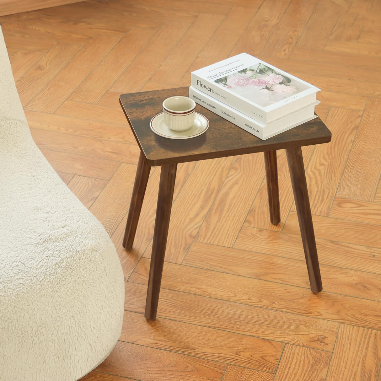 AWASEN Side Table, Small Wood End Table Living Room, Mini Bed Side Table Modern Accent Nightstand with Solid Wood for Bedroom Office Small Spaces, Rustic Brown AWASEN