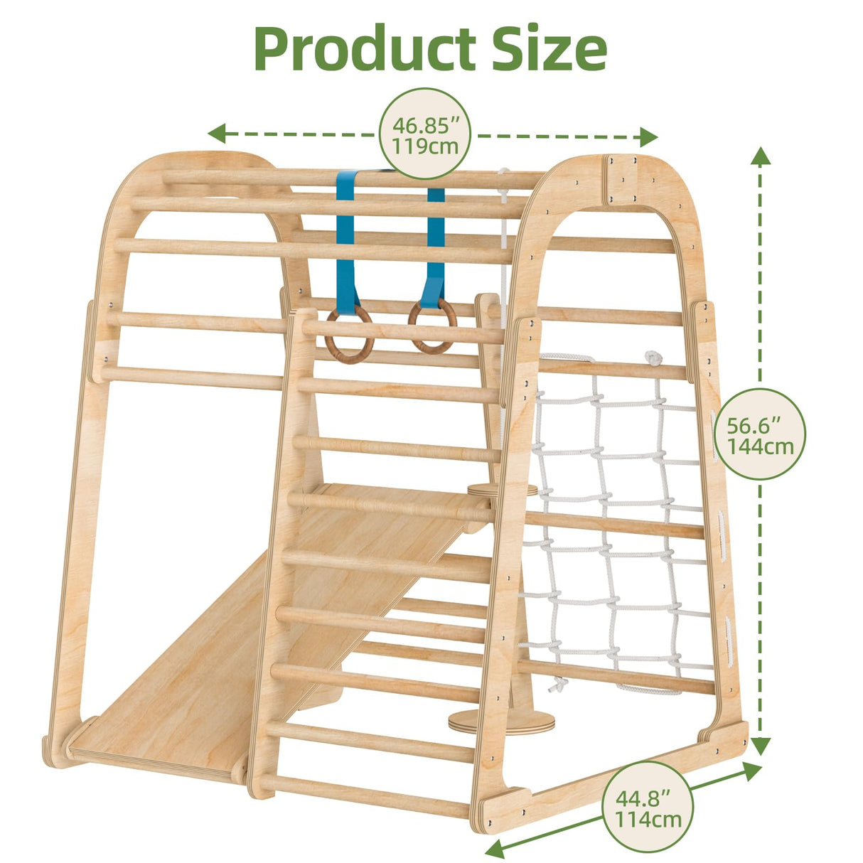 Indoor Jungle Gym for Toddlers, Montessori Indoor Playground for Kids, Indoor Playground Jungle Climbing Gym Playset with Slide Swing Climbing Net, Indoor Playground Climbing Toys for Toddlers Zupemo