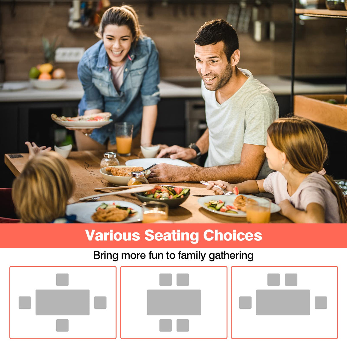 SILKYDRY Counter Height Table, 55’’ L x 25.5’’ W x 35.5’’ H Wood Bar Table, Rectangular Rustic Dining Table for 4-6 Individuals, Farmhouse Kitchen Table for Pub, Cafe, Bistro SILKYDRY