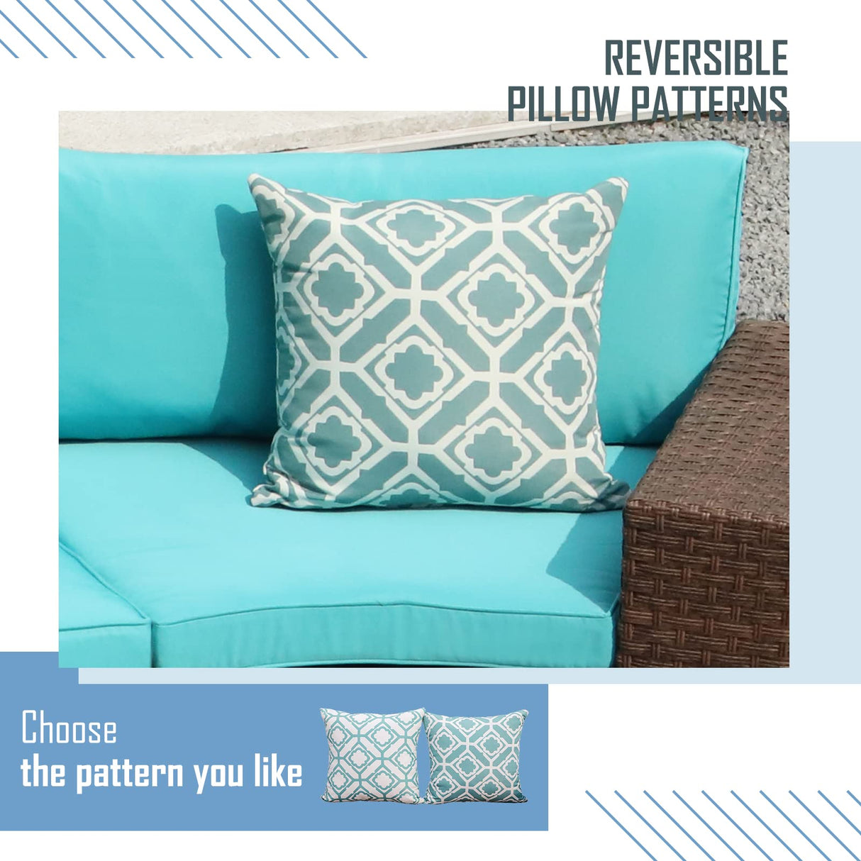 OC Orange-Casual Half Moon Patio Furniture Sectional Set, Curved Outdoor Sofa, All-Weather Wicker Chair and Round Coffee Table, Turquoise Cushions, 11 Pieces (Pillows & Waterproof Cover Included) OC Orange-Casual