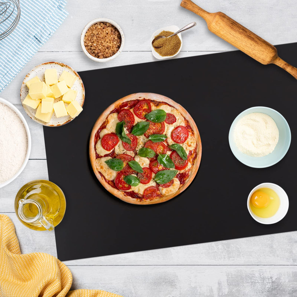 Silicone Mat Heat Resistant Mats for Countertop, Multipurpose Large Silicone Mats for Crafts Kitchen Workbench Size 48x24 inches Thick 2mm,Rolled Package,Black InfiOne