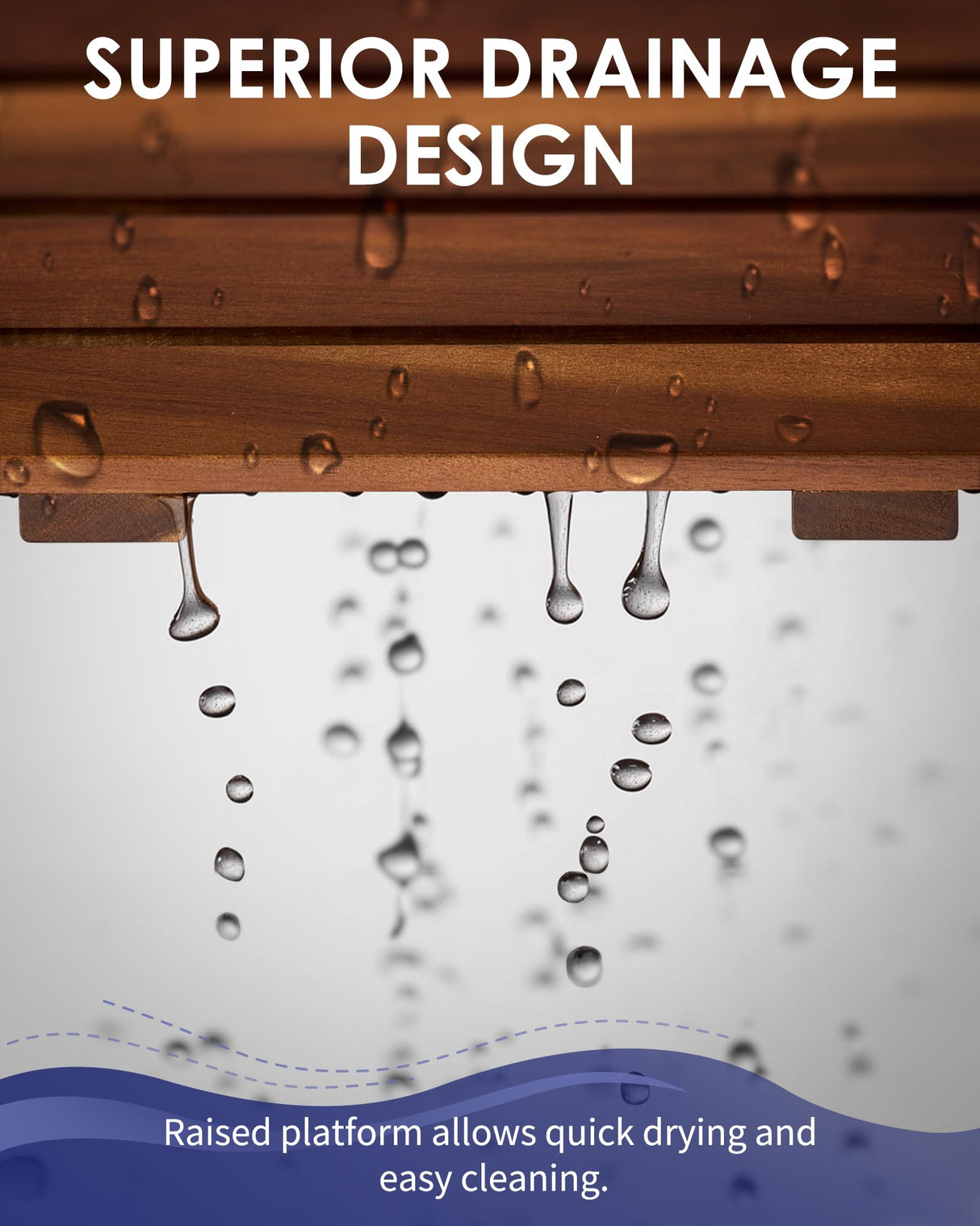 Upolana Teak Shower Mat, 24 x 18 inch Wood Bath Mat for Inside Shower, Wooden Shower Floor Mat Teak Wood Bath Mat for Bathroom Spa & Outdoor Use Upolana