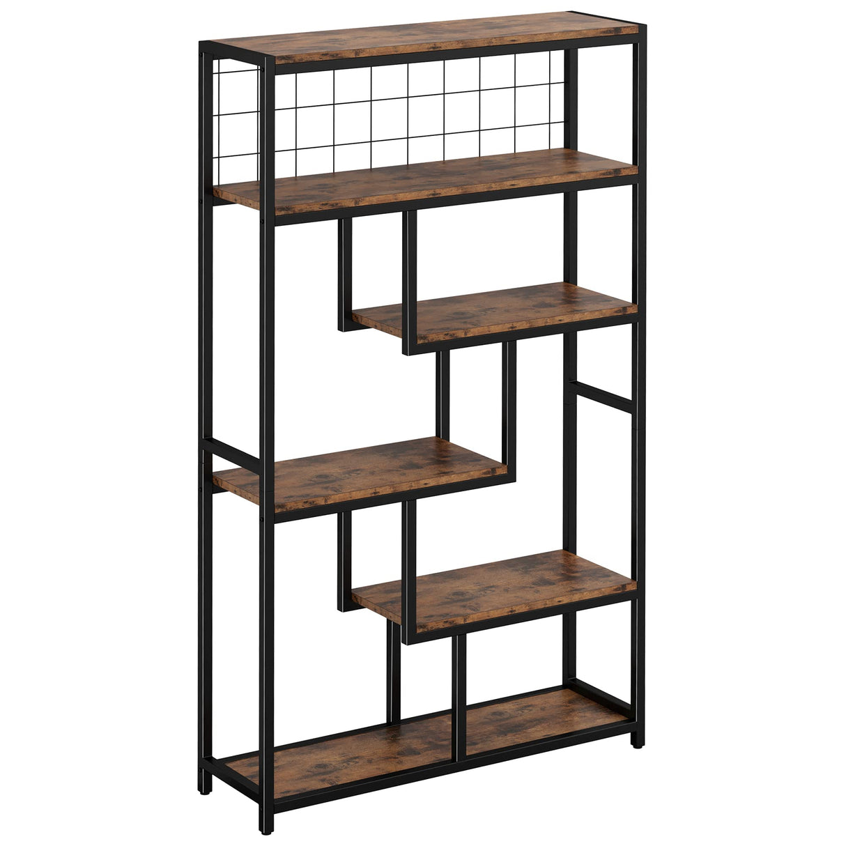 IRONCK Bookshelves 6 Tiers, Industrial Etagere Heavy Duty Shelves for Living Rooom, Office Storage Geomeric Display Boocase, Vintage Brown IRONCK