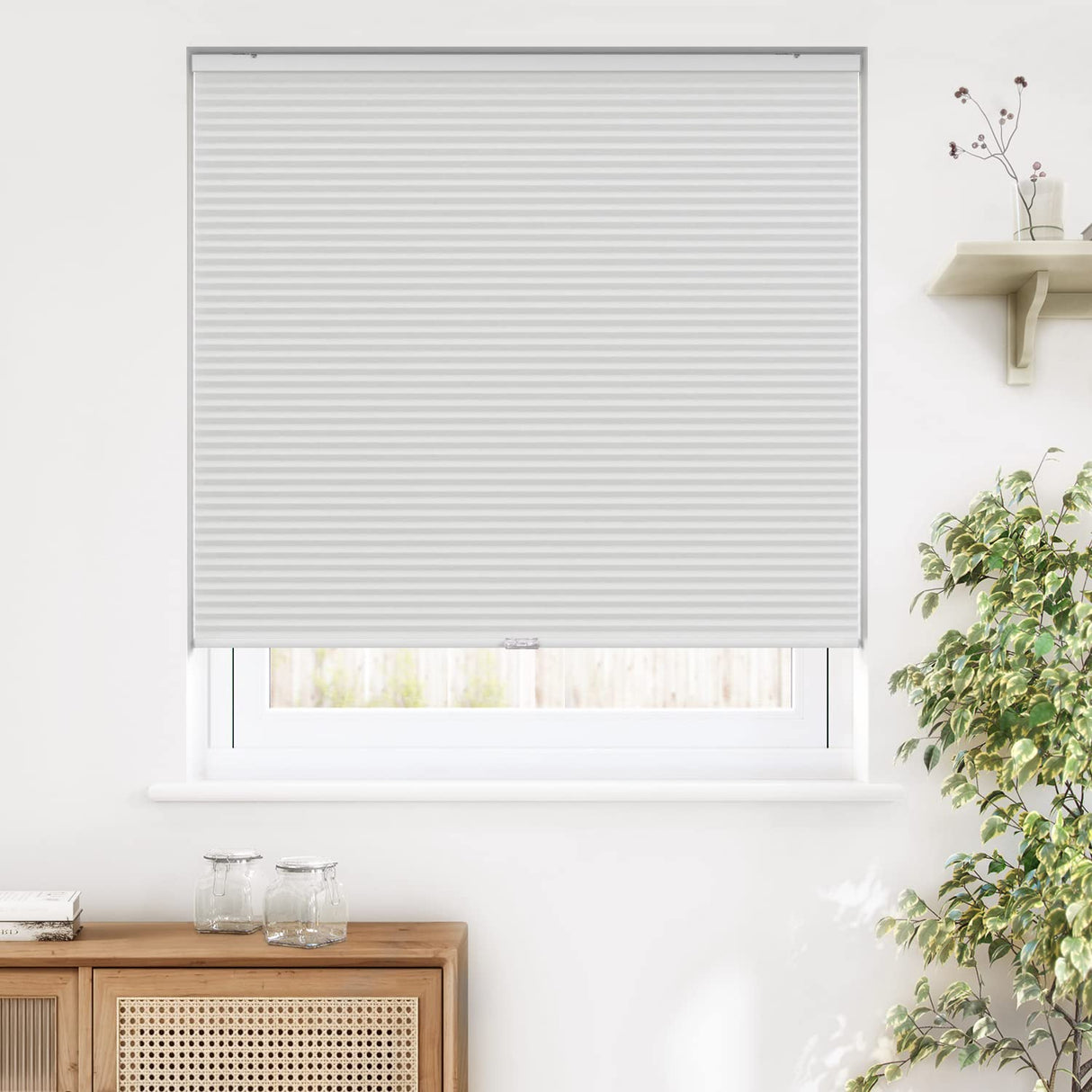 LazBlinds Cordless Cellular Shades, Blackout Privacy Honeycomb Shades for Home, Thermal Insulation Noise Reduction Blinds for Windows, 22'' W x 36'' H, White LazBlinds