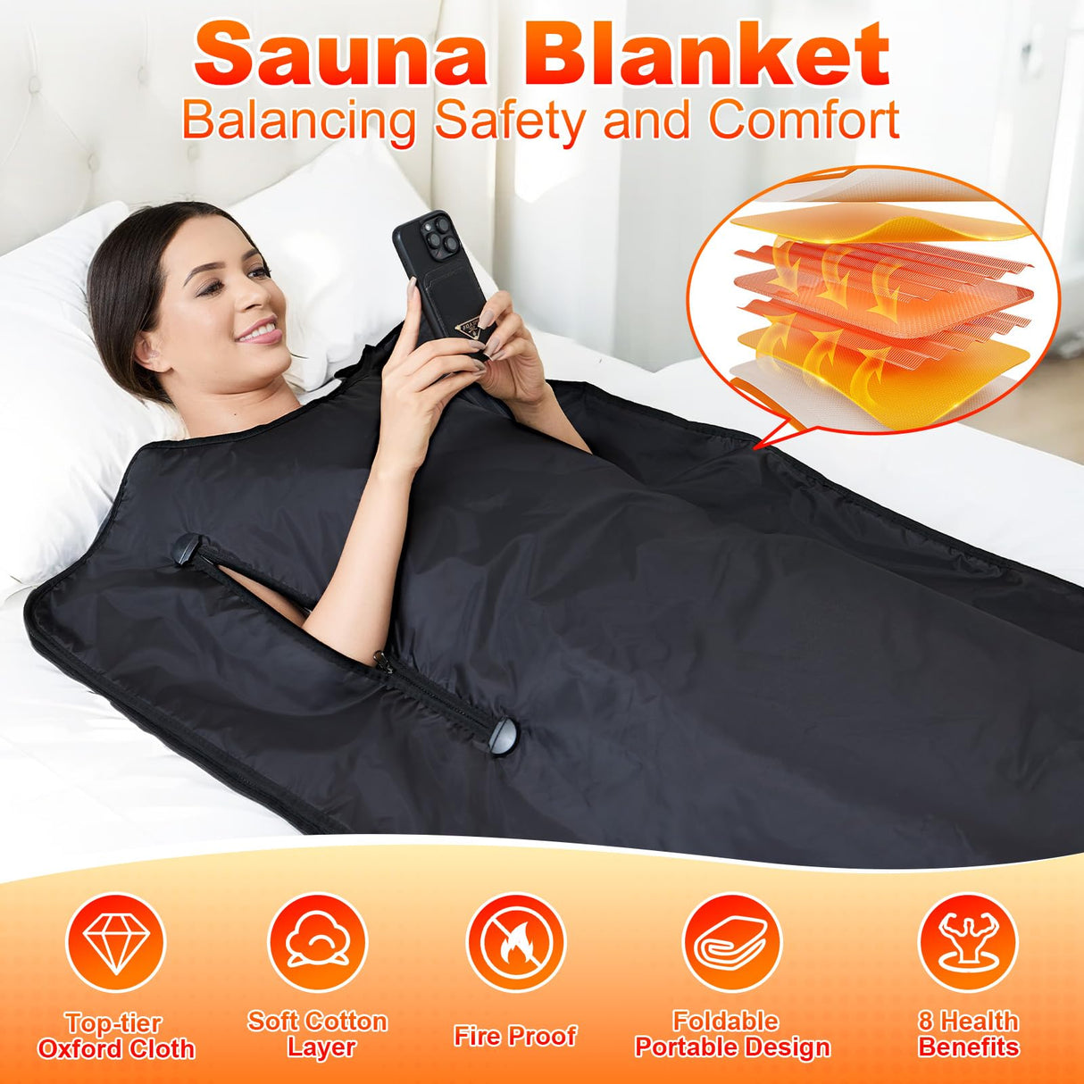 yamxun Far Infrared Sauna Blanket: Portable Sauna Blanket for Home Therapy-Infrared Blanket Sauna with 95–167 °F Temp Range yamxun