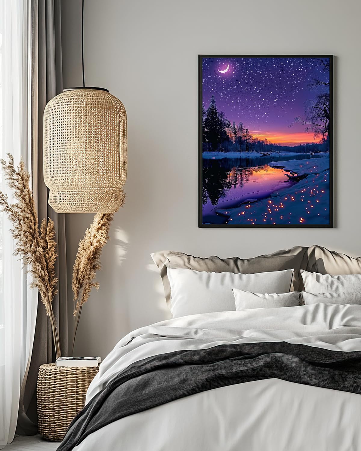 Starry Night Diamond Art Kits for Adults, Crafts 5D Diamond Painting Dot Kit for Adult Beginners, Nature Landscape DIY Round Dots Full Drill Diamonds Paintings Arts for Home Wall Decor Gifts 12X16 In Luckyrichrui