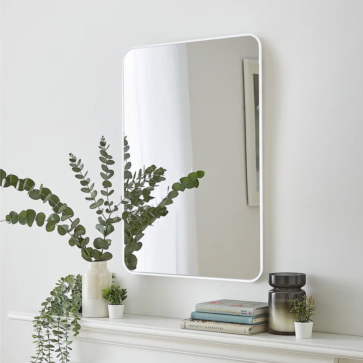 CULER White Bathroom Wall Mirror,20 x 30 Inch Rectangle Vanity Modern Tempered Glass Mirror for Bedroom,Living Room,Entryway CULER
