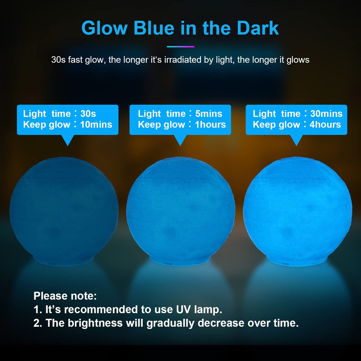 GIANTARM Glow in The Dark Blue Luminous 1.75mm(±0.03mm) PLA Filament 1kg Spool, High Brightness and Long Time Glow, Fit for Most FDM 3D Printer GIANTARM