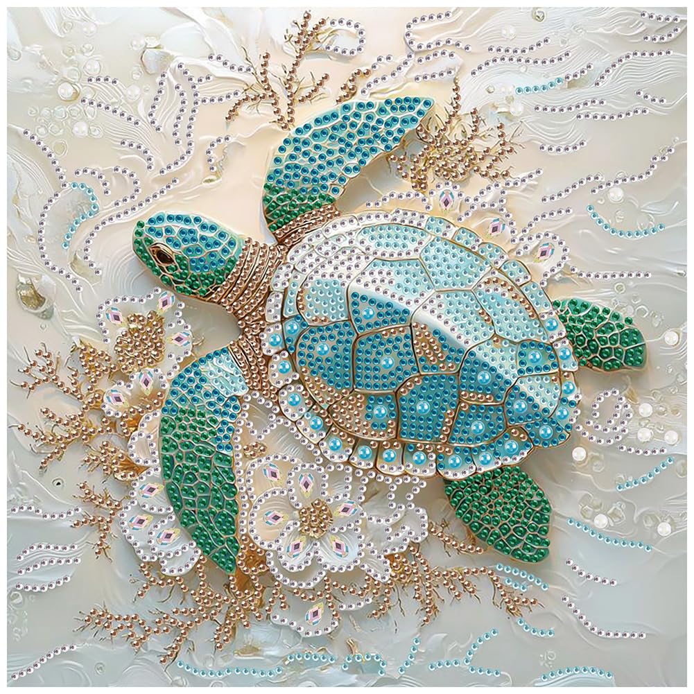 DIADAY Sea Turtle Special Shape Diamond Art Kits for Adults, 5D Turtle Diamond Painting Kits, DIY Crystal Rhinestones Diamond Art Crafts for Adult, Home Wall Decor Gift 12 X 12inch DIADAY